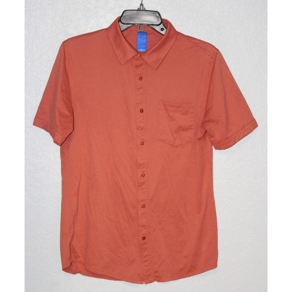 Kit And Ace Men SMALL Orange City Tech Short Sleeve Button Front Shirt